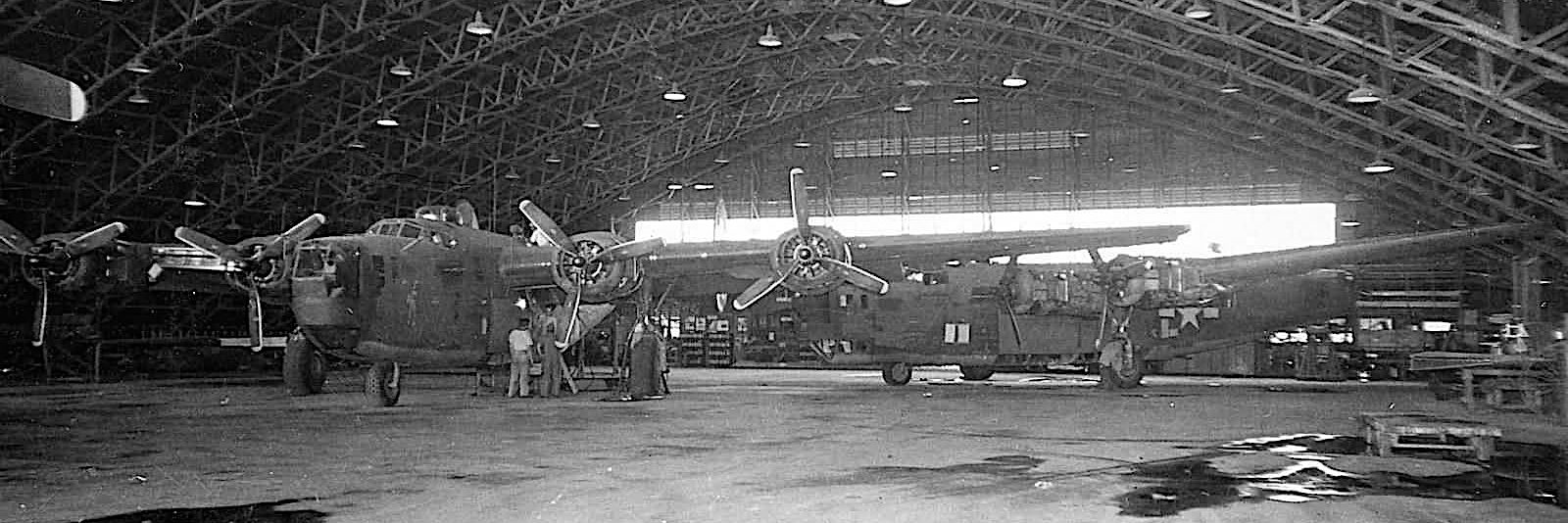 B-24 aircraft in hangars at Townsville, Feb 1944